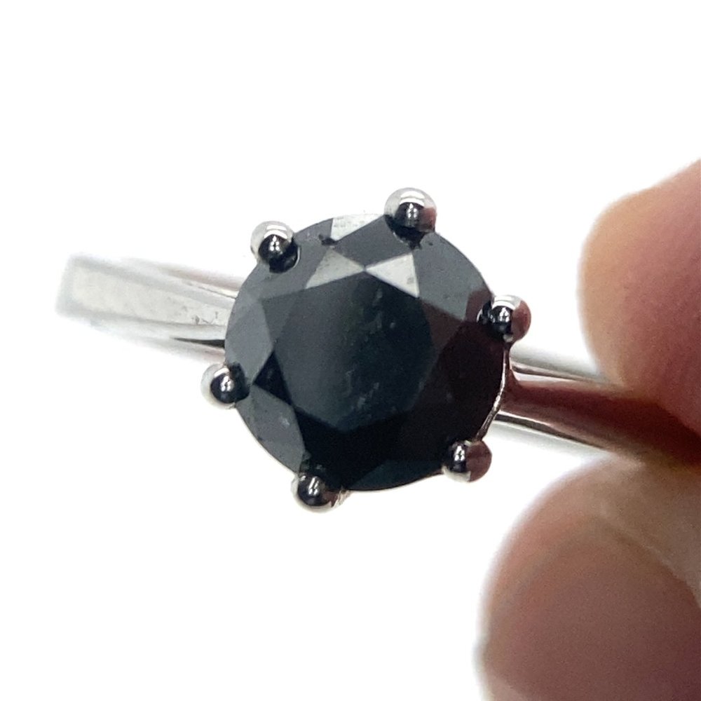 Black Diamond 1.03ct Solid 14K White Gold Ring